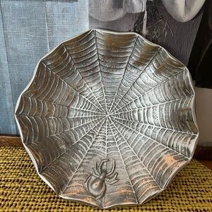 Silver Spider Web Decorative Plate